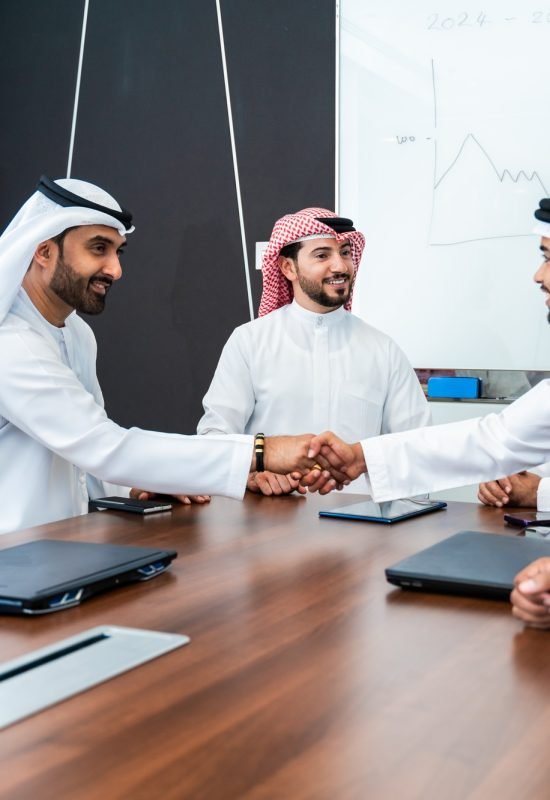 Group of corporate arab businessmen meeting in the office